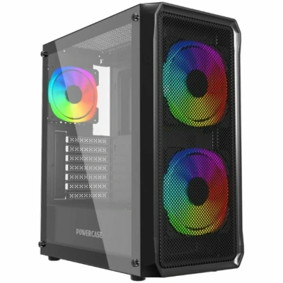 Компьютерный корпус Powercase Mistral Edge SE, Tempered Glass, 2x 140mm ARGb PWM+1x 120mm ARGb PWM, черный, ATX [CMSEB-A3]