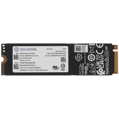 Накопитель SSD Solidigm P41 Plus, 1000Gb, PCIe 4.0 x4, M.2 2280, NVMe, R/W 4125/2950 [SSDPFKNU010TZX1]