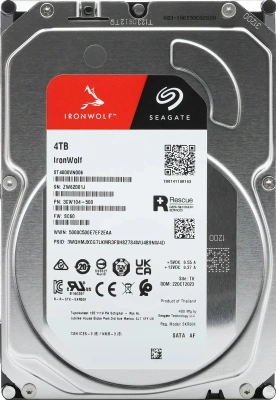 Жесткий диск Seagate 4TB Ironwolf SATA 6.0Gb/s, 7200 rpm, 256mb buffer, 3.5&quot;, для NAS [ST4000VN006]