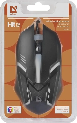 Мышь проводная Defender Hit MB-550 черный, 1600 dpi, USB, кнопки - 4 [52550]