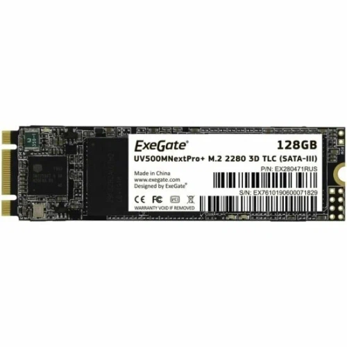 Накопитель SSD ExeGate NextPro+ UV500TS128, 128Gb, M.2, SATA 3, R/W 558/497 [EX280471RUS]