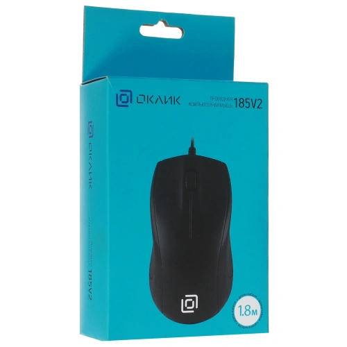 Мышь проводная Oklick черный, 1200 dpi, USB, кнопки - 3 [185V2]