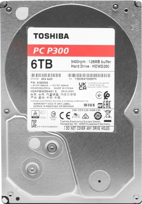 Жесткий диск Toshiba SATA-III 6Tb HDWD260UZSVA P300 (5400rpm) 128Mb 3.5&quot; [HDWD260UZSVA]