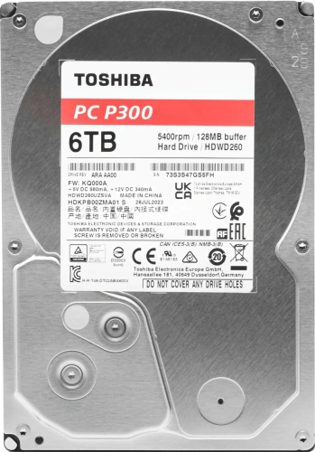 Жесткий диск Toshiba SATA-III 6Tb HDWD260UZSVA P300 (5400rpm) 128Mb 3.5&quot; [HDWD260UZSVA]