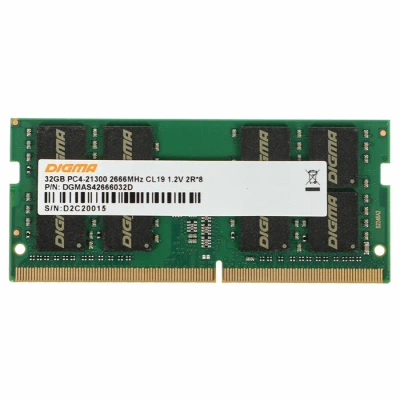 Оперативная память Digma DDR4 32Gb 2666MHz, CL19, SO-DIMM [DGMAS42666032D]