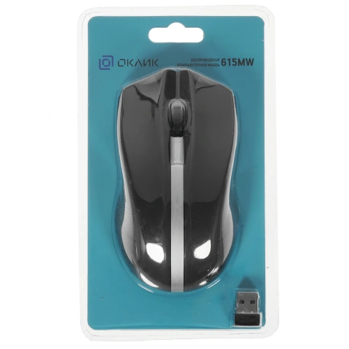 Мышь беспроводная Oklick черный, 1000 dpi, радиоканал, USB, кнопки - 3 [615MW]
