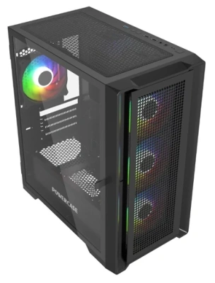 Компьютерный корпус Powercase Alisio Micro X4B V2, Tempered Glass, 4х 120mm ARGB fans, ARGB HUB, черный, mATX [CAMCXB-A4]