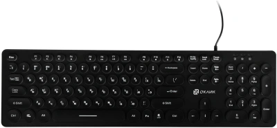 Клавиатура Oklick 420MRL черный USB slim Multimedia LED [420MRL]