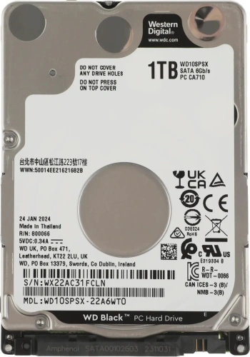 Жесткий диск WD 1Tb 7200rpm SATA-III Black 64Mb 2.5&quot; [WD10SPSX]