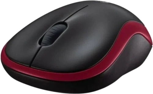 Мышь беспроводная Logitech M186 черный/красный, 1000 dpi, радиоканал, USB, кнопки - 3 [910-004133]