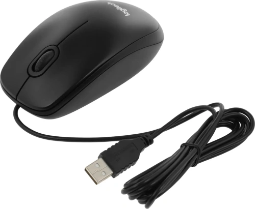 Мышь проводная Logitech B100 черный, 1000 dpi, USB, кнопки - 3 [910-003357/910-006605/910-005547]