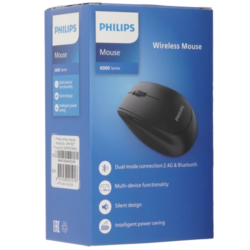 Мышь беспроводная Philips SPK7627 черный, 1600 dpi, радиоканал, Bluetooth [SPK7627B/60]
