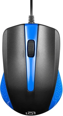 Мышь проводная Oklick 225M черный/синий, 1200 dpi, USB, кнопки - 3 [225M черный/синий]