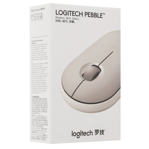 Мышь беспроводная Logitech Pebble M350 серый, 1000 dpi, радиоканал, Bluetooth, USB, кнопки - 3 [910-006653/910-005719]