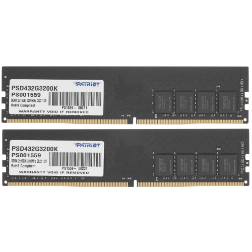 Оперативная память DDR 4 DIMM 32Gb (16Gbx2) PC25600, 3200Mhz, Patriot Signature [PSD432G3200K]