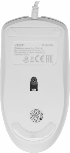 Мышь проводная Acer OMW300 белый, 1200 dpi, USB, кнопки - 3 [ZL.MCECC.01V]