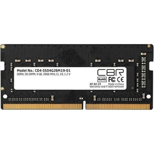 Оперативная память CBR, DDR4, 4Gb (1x4Gb), 2666MHz, CL19, SO-DIMM [CD4-SS04G26M19-01]
