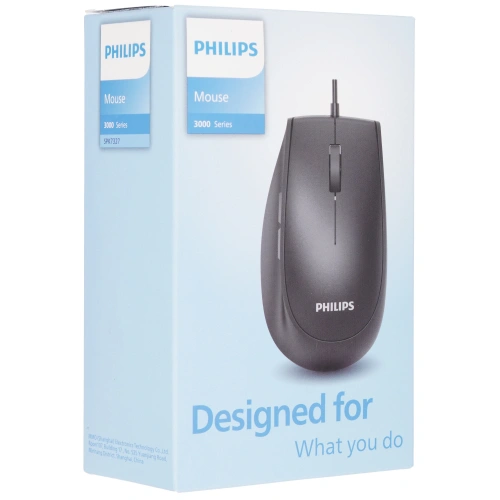 Мышь проводная Philips SPK7327 черный, 1600 dpi, USB [SPK7327B/60]