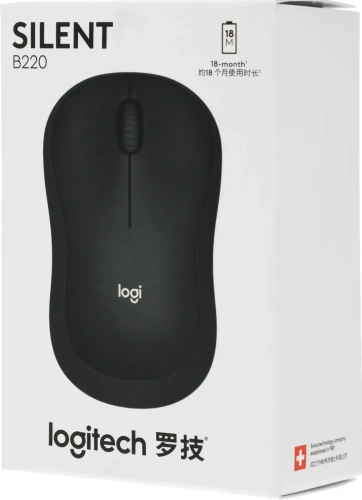 Мышь беспроводная Logitech B220 Silent черный, 1000 dpi, радиоканал, USB, кнопки - 3 [910-005553]