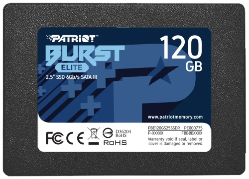 Накопитель SSD Patriot Burst Elite 120GB, SATA 2.5&quot;, 450/320, RET [PBE120GS25SSDR]