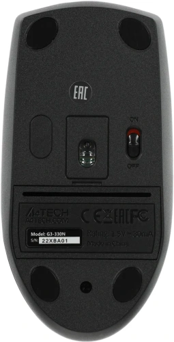 Мышь беспроводная A4Tech G3-330N черный, 1200 dpi, радиоканал, USB, кнопки - 3 [G3-330N]