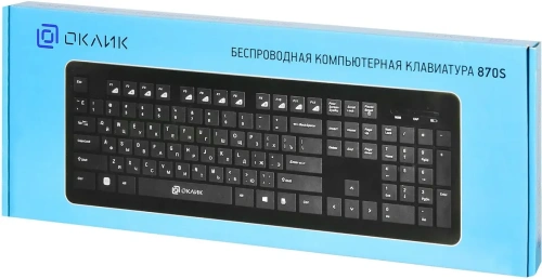 Клавиатура Oklick 870S беспроводная, USB, Радиоканал, черный [870S]