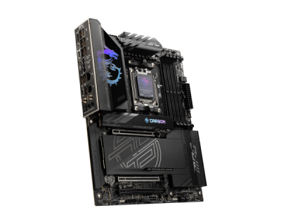 Материнская плата MSI MPG X870E CARBON WIFI, AM5, AMD X870E, 4xDDR5, 4xSATA, 4xM.2, 1xPCIe 5.0 x16, 1xPCIe 5.0 x4, 1xPCIe 4.0 x4, 1xHDMI, 2xUSB-C, 2x1Gb LAN, 9xUSB 3.2 Gen 2, 2xUSB4, 2x3.5 мм, 7.1, ATX [MPG X870E CARBON WIFI]