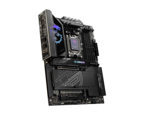 Материнская плата MSI MPG X870E CARBON WIFI, AM5, AMD X870E, 4xDDR5, 4xSATA, 4xM.2, 1xPCIe 5.0 x16, 1xPCIe 5.0 x4, 1xPCIe 4.0 x4, 1xHDMI, 2xUSB-C, 2x1Gb LAN, 9xUSB 3.2 Gen 2, 2xUSB4, 2x3.5 мм, 7.1, ATX [MPG X870E CARBON WIFI]