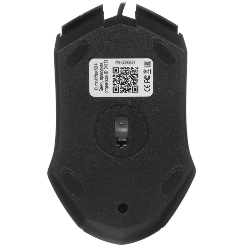Мышь проводная Qumo Office M14 зеленый, 1000 dpi, USB, кнопки - 3 [M14 Green]