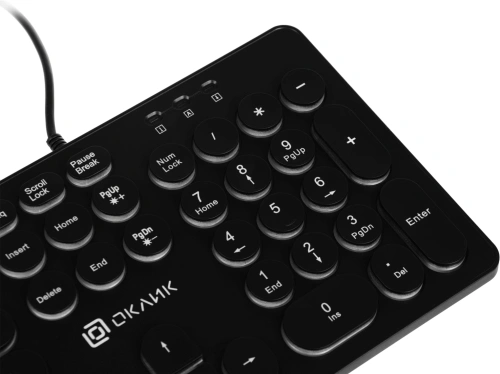 Клавиатура Oklick 420MRL черный USB slim Multimedia LED [420MRL]
