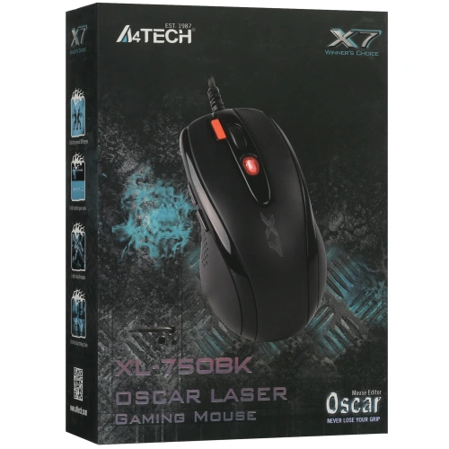 Мышь проводная A4Tech черный, 3600 dpi, USB, кнопки - 7 [ XL-750BK]