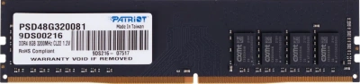 Оперативная память Patriot 8GB DDR4 3200MHz PSD48G320081 1*8GB RTL PC4-25600 CL22 DIMM 288-pin 1.2В single rank [PSD48G320081]