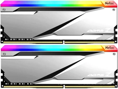 Оперативная память Netac Z RGB 32GB (2x16GB) DDR5-6800 (PC5-54400) C34 Silver 34-45-45-108 1.4V XMP Dual DIMM Kit [NTZED5P68DP-32S]