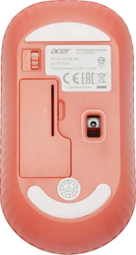 Мышь беспроводная Acer OMR205 бежевый/розовый, 1200 dpi, кнопки - 3 [ZL.MCEEE.02L]