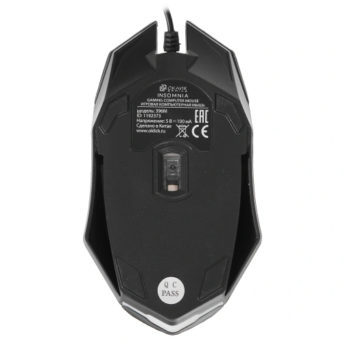 Мышь проводная Oklick черный, 1000 dpi, USB, кнопки - 3 [396M INSOMNIA]
