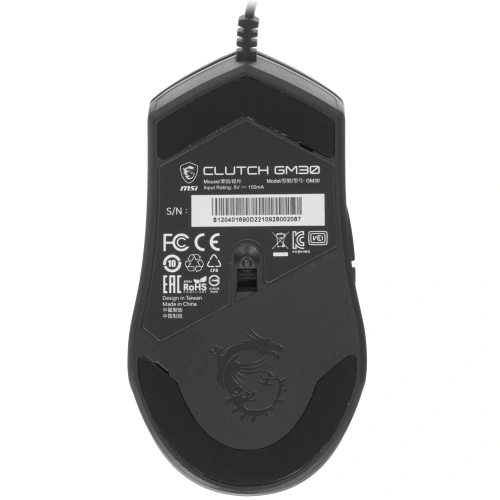 Мышь проводная MSI Clutch GM30 черный, 6200 dpi, USB, кнопки - 6 [S12-0401850-D22]