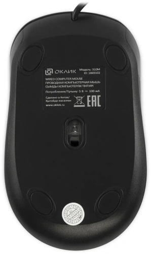 Мышь проводная Oklick 310M черный/красный, 2400 dpi, USB, кнопки - 4 [1869102]