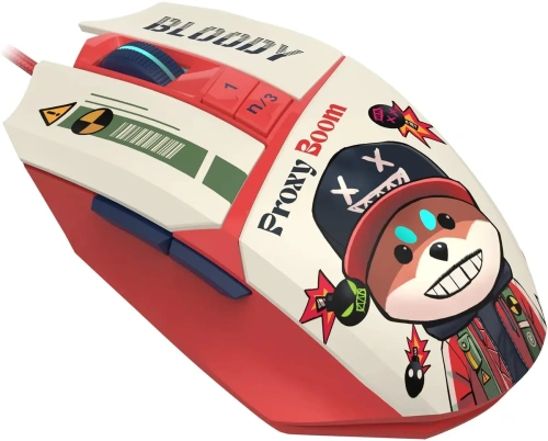 Мышь проводная A4Tech Bloody W63 Max Proxy Boom бежевый/красный, кнопки - 9 [W63 MAX PROXY BOOM]