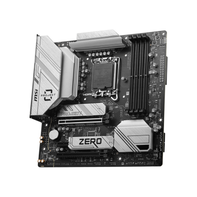 Материнская плата MSI B760M PROJECT ZERO, LGA 1700, Intel B760, 4xDDR5, 4xSATA, 2xM.2, 1xPCIe 5.0 x16, 1xPCIe 4.0 x4, 1xPCIe x1, 1xHDMI, 1xDP, 3xUSB 3.2 Gen 2, 4xUSB 2.0, 1xUSB 3.2 Gen 2x2, 1x 2.5Gb LAN, 5x3.5 мм, 7.1, mATX [B760M PROJECT ZERO]