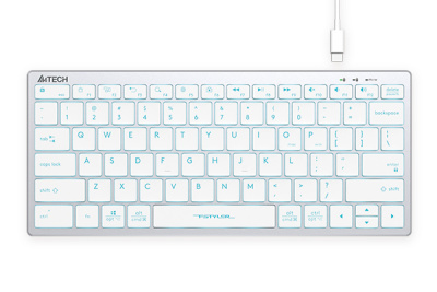 Клавиатура A4Tech Fstyler FX61 проводная, USB, белый/синий [FX61 белый/синий ]