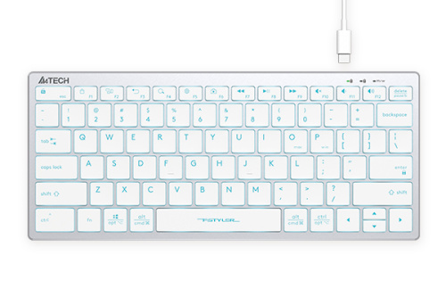 Клавиатура A4Tech Fstyler FX61 проводная, USB, белый/синий [FX61 белый/синий ]
