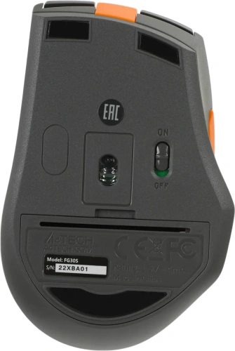 Мышь беспроводная A4Tech Fstyler FG30S серый/оранжевый, 2000 dpi [FG30S серый/оранжевый]