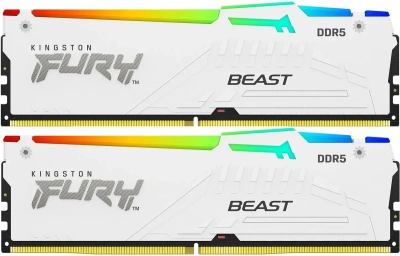 Оперативная память Kingston 32GB 5600MHz DDR5 CL40 DIMM (Kit of 2) FURY Beast White RGB XMP KF556C40BWAK2-32 [KF556C40BWAK2-32]