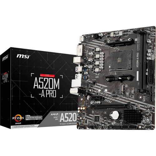 Материнская плата MSI A520M-A PRO, AM4, AMD A520 [A520M-A PRO]