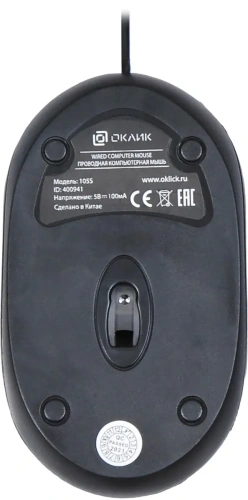 Мышь проводная Oklick 105S черный, 800 dpi, USB, кнопки - 3 [HM-01]