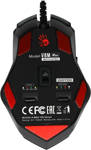 Мышь проводная A4Tech Bloody V8M Max черный, 12000 dpi, USB, кнопки - 10 [V8M MAX]