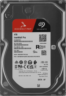 Жесткий диск Seagate 3.5"; 4TB IronWolf Pro NAS ST4000NT001 SATA 6Gb/s, 7200rpm, 256MB [ST4000NT001]