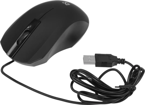 Мышь проводная Defender MM-310 черный, 1000 dpi, USB, кнопки - 3 [52310]