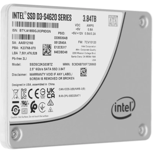 Накопитель SSD Intel D3-S4620 Series 3840 Gb, SATA III, 2.5&quot;, R/W 550/510 [SSDSC2KG038TZ01]