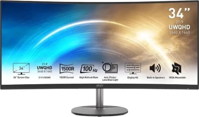 Монитор 34&quot; MSI Pro MP341CQ VA 3440x1440, 100 Гц [9S6-3PB2CT-027]